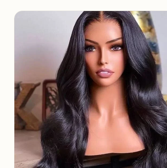 28 inch black body wave human blend wig image 1