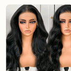 28 inch black body wave human blend wig image 2