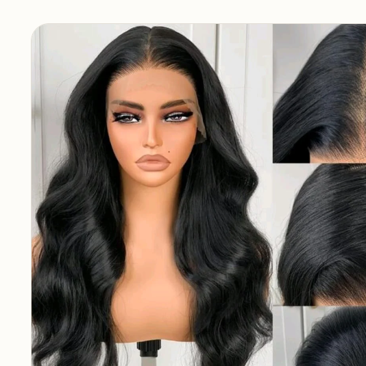 28 inch black body wave human blend wig image 3