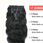 Black wave human hair clip-in extensions image 3