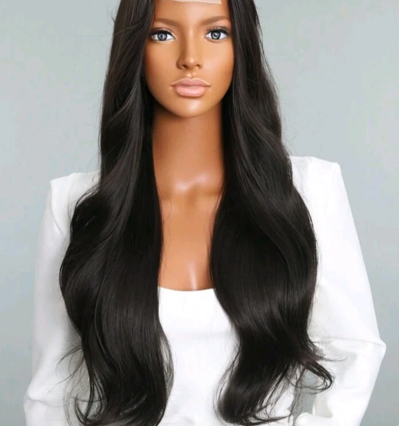 Brandy 26 inch human blend wig front view