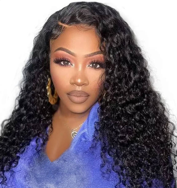22 inch Brazilian Water Wave glueless lace wig front view