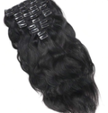 Ten-piece black wavy human hair clip-in extensions set