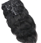 Ten-piece black wavy human hair clip-in extensions set