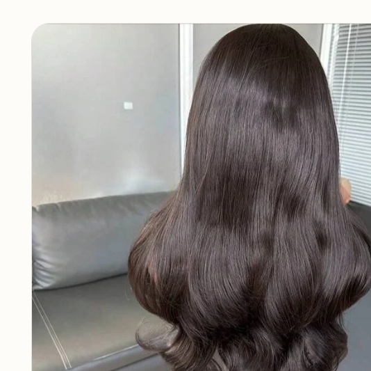 Natural black curtain bangs human blend lace front wig image 2